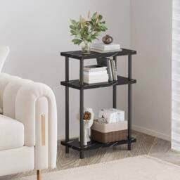 VOGREX Black Marble 3-Tier Narrow Storage Side Bedside Table