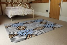 Benjamin Tate Design Abstract Geometric Roughly Hatched Shapes Rug in Natural - Size: Large - thumbnail 3