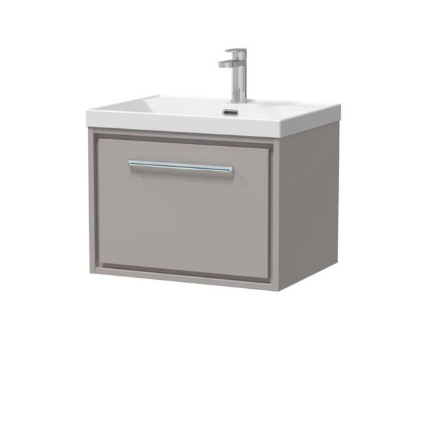 Balterley Bathroom 1 Soft Close Drawer Wall Hung Vanity Unit Basin, Grey, 600mm in Grey - image 1