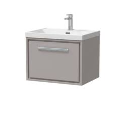 Balterley Bathroom 1 Soft Close Drawer Wall Hung Vanity Unit Basin, Grey, 600mm in Grey - thumbnail 1