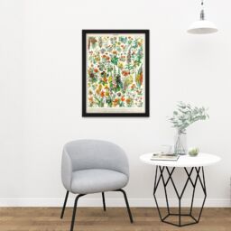 "Artery8 Wall Art Print Millot Encyclopedia Page Flowers Plants Large Framed Wall Décor Art in Black - Size: W18"" x H24""" - thumbnail 2