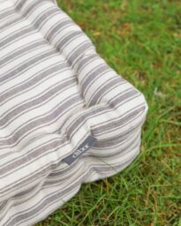 Dibor Set of 2 Grey Striped Box Outdoor Garden Chair Seat Pad Cushions L40cm x W40cm - Size: 40 cm x 40 cm - thumbnail 4