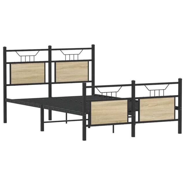 Berkfield Home Durable Bed Frame without Mattress Sonoma Oak 120x200 cm Engineer in Brown - Size: Small Double - image 1