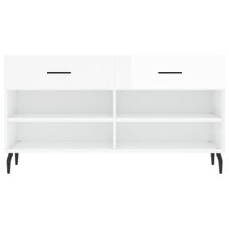 Berkfield Home Shoe Bench High Gloss White 102x35x55 cm Engineered Wood - Size: 102 x 35 x 55 cm - thumbnail 6