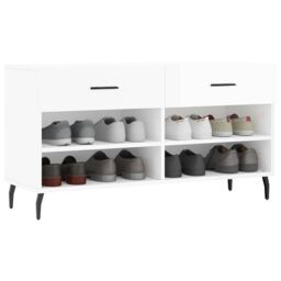 Berkfield Home Shoe Bench High Gloss White 102x35x55 cm Engineered Wood - Size: 102 x 35 x 55 cm - thumbnail 3