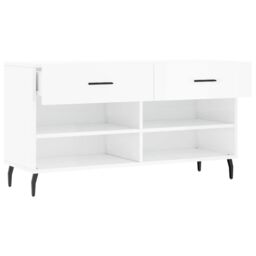 Berkfield Home Shoe Bench High Gloss White 102x35x55 cm Engineered Wood - Size: 102 x 35 x 55 cm - thumbnail 5