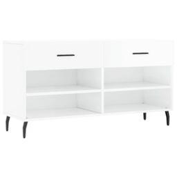 Berkfield Home Shoe Bench High Gloss White 102x35x55 cm Engineered Wood - Size: 102 x 35 x 55 cm - thumbnail 2