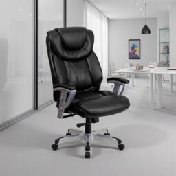 FWStyle Black Faux Leather Cushioned High Back Executive Office Chair - thumbnail 1