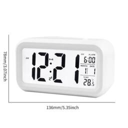 NESTLUNE Bedside Digital LED Snooze Alarm Clock in White - Size: 100 cm x 15 cm - thumbnail 2