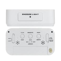 NESTLUNE Bedside Digital LED Snooze Alarm Clock in White - Size: 100 cm x 15 cm - thumbnail 3