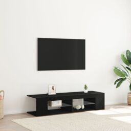Berkfield Home TV Stand with LED Lights, Black Oak, 135x39x30cm, Made of Engineered Wood - Size: 135 x 39 x 30 cm - thumbnail 1