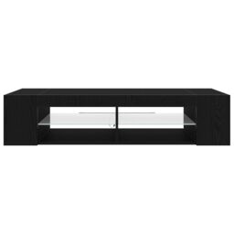 Berkfield Home TV Stand with LED Lights, Black Oak, 135x39x30cm, Made of Engineered Wood - Size: 135 x 39 x 30 cm - thumbnail 6