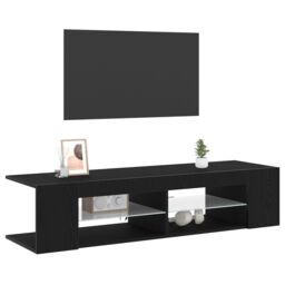 Berkfield Home TV Stand with LED Lights, Black Oak, 135x39x30cm, Made of Engineered Wood - Size: 135 x 39 x 30 cm - thumbnail 3