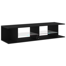 Berkfield Home TV Stand with LED Lights, Black Oak, 135x39x30cm, Made of Engineered Wood - Size: 135 x 39 x 30 cm - thumbnail 5