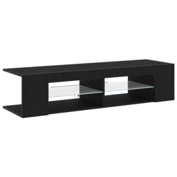 Berkfield Home TV Stand with LED Lights, Black Oak, 135x39x30cm, Made of Engineered Wood - Size: 135 x 39 x 30 cm - thumbnail 4