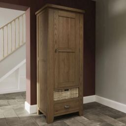 Home Source Single Larder Unit Tall Pantry Utility Kitchen Storage Cupboard in Brown
