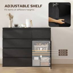 HOMCOM Sideboard Storage Cabinet, Kitchen Cupboard with 5 Drawers in Black - thumbnail 6