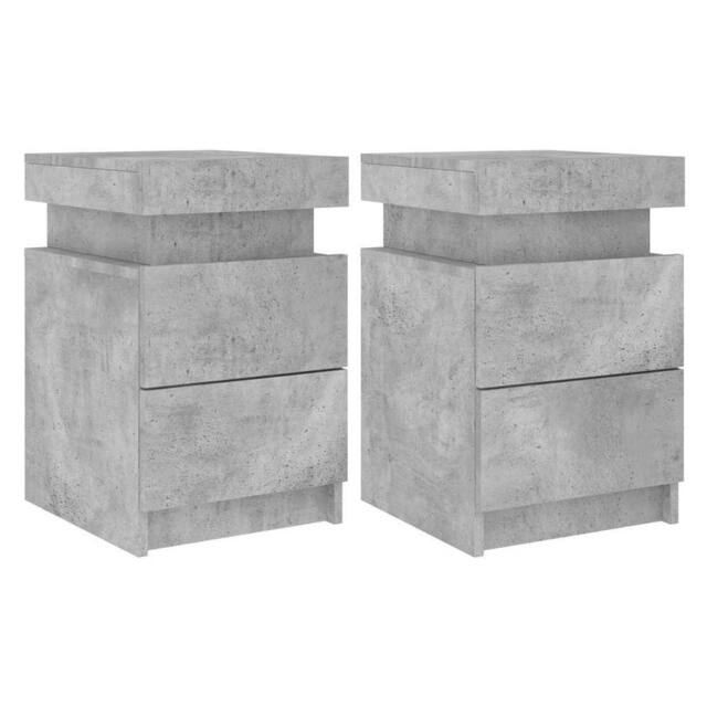 Berkfield Home Bedside Cabinets with LED Lights 2 pcs Concrete Grey 35x39x55 cm - Size: 35 x 39 x 55 cm - image 1
