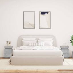 Berkfield Home Bedside Cabinets with LED Lights 2 pcs Concrete Grey 35x39x55 cm - Size: 35 x 39 x 55 cm - thumbnail 3
