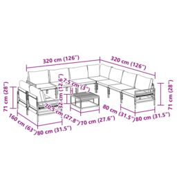 Berkfield Home Garden Sofa Set 10 pcs Anthracite Steel - thumbnail 9