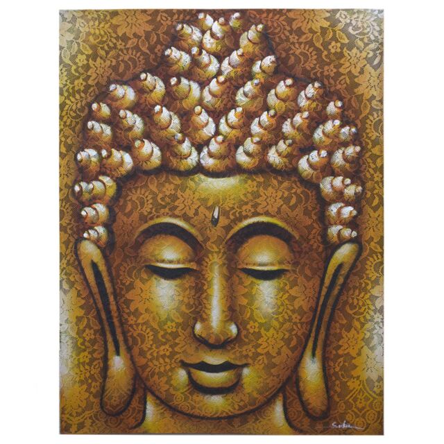 KDMD Buddha Painting - Gold Brocade Detail in Yellow - image 1