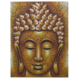 KDMD Buddha Painting - Gold Brocade Detail in Yellow - thumbnail 1