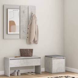 Berkfield Home Hallway Furniture Set Concrete Grey Engineered Wood - thumbnail 2