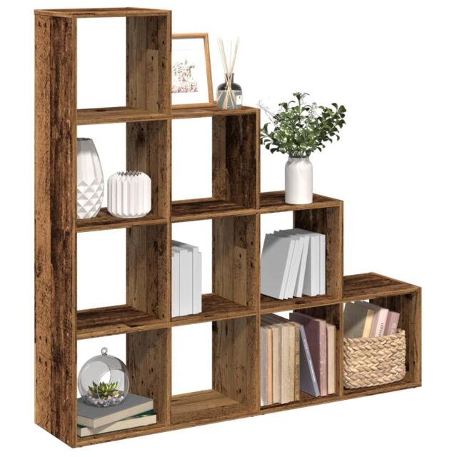 Berkfield Home Room Divider Bookcase 4-Tier Old Wood 131.5x29x131.5 cm Engineered Wood in Brown - image 1