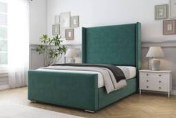 "Sloomy Devonshire Plush Frame-Mattress-50"" Upholstered Wingback Headboard in Emerald - Size: Single" - thumbnail 2