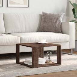 Berkfield Home Coffee Table Brown Oak 51.5x51.5x30 cm Engineered Wood - thumbnail 3