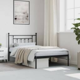 Berkfield Home Metal Bed Frame with Headboard Black 107x203 cm - thumbnail 4