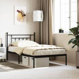Berkfield Home Metal Bed Frame with Headboard Black 107x203 cm - thumbnail 2