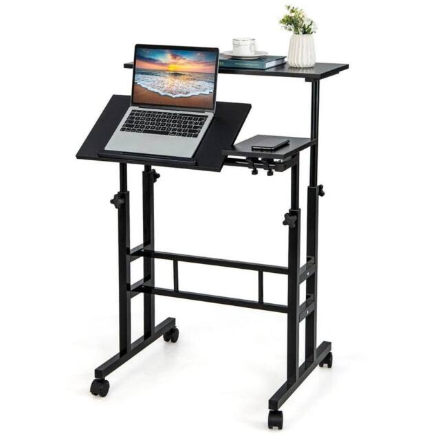 Kelvenix Mobile Standing Desk Laptop Computer Cart in Black - Size: 0.6m2 - image 1
