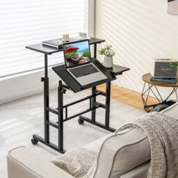 Kelvenix Mobile Standing Desk Laptop Computer Cart in Black - Size: 0.6m2 - thumbnail 3