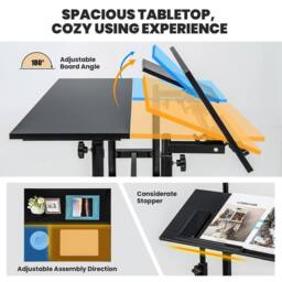 Kelvenix Mobile Standing Desk Laptop Computer Cart in Black - Size: 0.6m2 - thumbnail 5