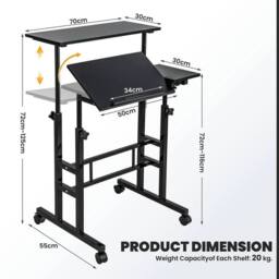 Kelvenix Mobile Standing Desk Laptop Computer Cart in Black - Size: 0.6m2 - thumbnail 2