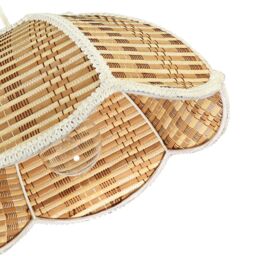 Happy Homewares Vintage Victorian Rattan Pendant Shade with White Embroidered Trim in Brown - thumbnail 4