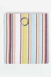 Homescapes Osaka Green Stripes Ready Made Eyelet Curtain Pair - Size: 140 cm width x 183 cm drop - thumbnail 2