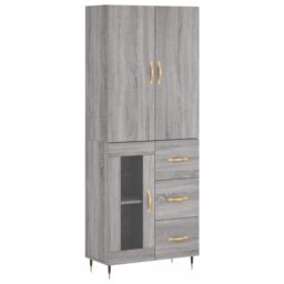 Berkfield Home Highboard Grey Sonoma 69.5x34x180 cm Engineered Wood - thumbnail 2