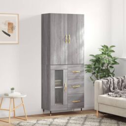 Berkfield Home Highboard Grey Sonoma 69.5x34x180 cm Engineered Wood - thumbnail 1