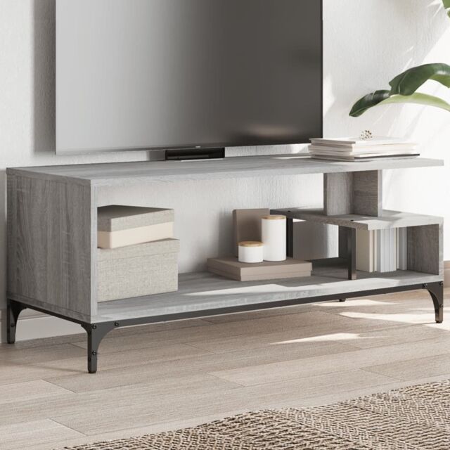 Berkfield Home TV Cabinet Grey Sonoma 102x40x41 cm Engineered Wood & Powder-coated Steel - Size: 102 x 40 x 41 cm - image 1