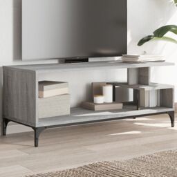 Berkfield Home TV Cabinet Grey Sonoma 102x40x41 cm Engineered Wood & Powder-coated Steel - Size: 102 x 40 x 41 cm