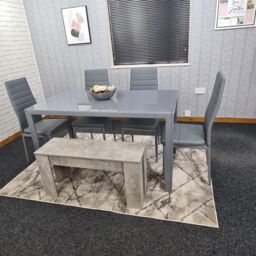 KOSY KOALA Dining Table Set with 4 Chairs, & a Bench Dining Room & Kitchen table set of 4, & Grey Bench in Brown - thumbnail 4