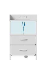Living and Home Nightstand Bedside Table with Charging Station and LED Lights in White - thumbnail 5