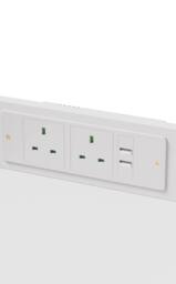 Living and Home Nightstand Bedside Table with Charging Station and LED Lights in White - thumbnail 8
