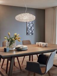 Eglo Clemente 2-Light Glass Chrome Pendant in Metallic Silver