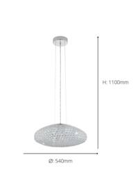 Eglo Clemente 2-Light Glass Chrome Pendant in Metallic Silver - thumbnail 4