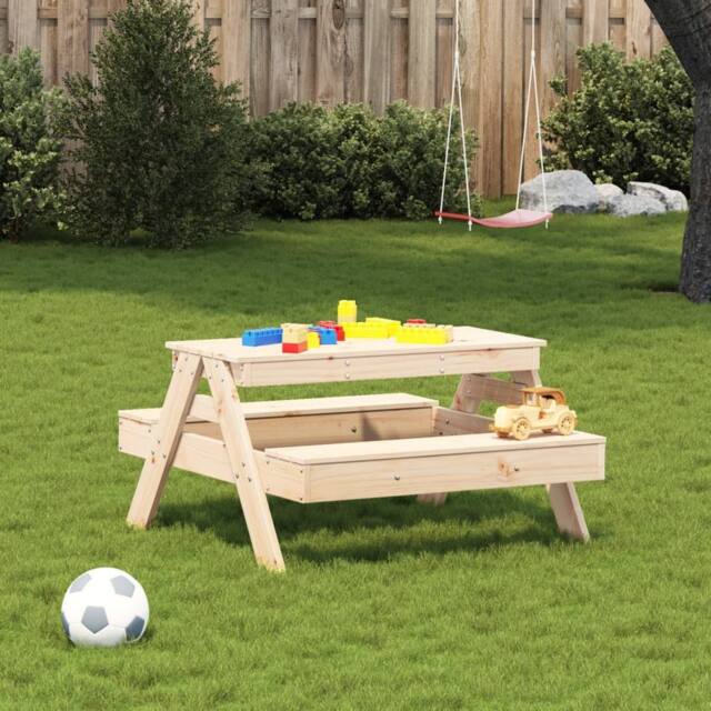 Berkfield Home Picnic Table for Kids 88x97x52 cm Solid Wood Pine in Light Brown - Size: 88 x 97 x 52 cm - image 1