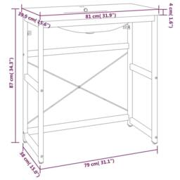 Berkfield Home Bathroom Washbasin Frame with Built-in Basin White Iron - thumbnail 7
