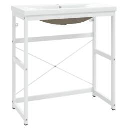 Berkfield Home Bathroom Washbasin Frame with Built-in Basin White Iron
